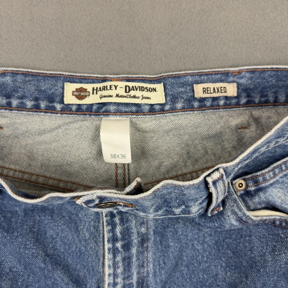 Harley-Davidson Mens Relaxed Fit Jeans Blue Medium‎ Wash Denim 38x36 99025-07VM